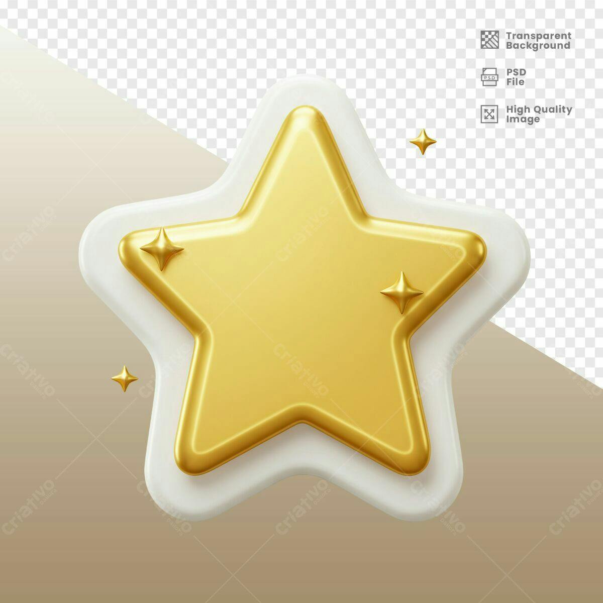 Estrela Dourada 3D PSD Editável