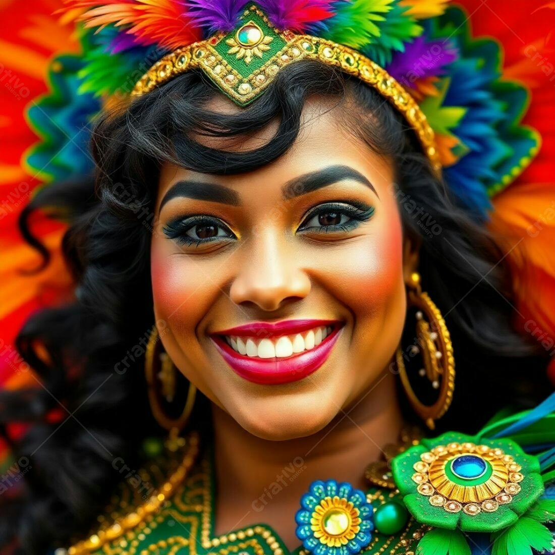 Mulher sorridente em fantasia de carnaval