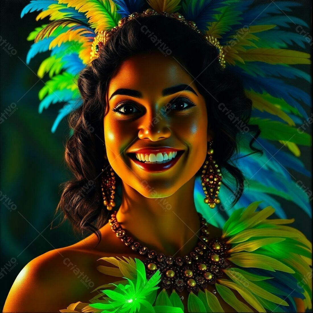 Mulher sorridente com fantasia de carnaval