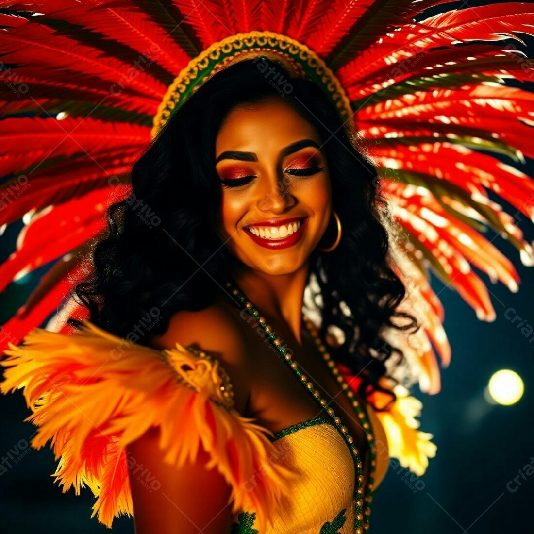 Mulher sorridente com fantasia de carnaval