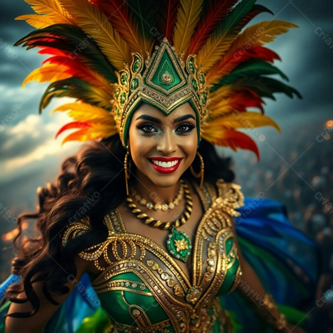 Mulher sorridente em fantasia de Carnaval