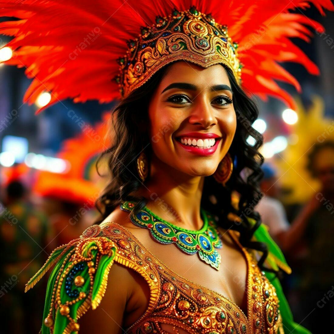 Mulher sorridente com fantasia de carnaval