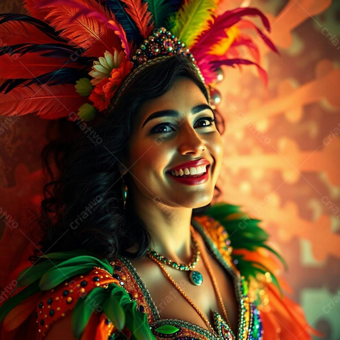 Mulher sorridente com fantasia de Carnaval