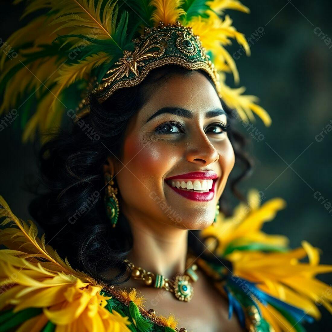 Mulher sorridente com fantasia de Carnaval