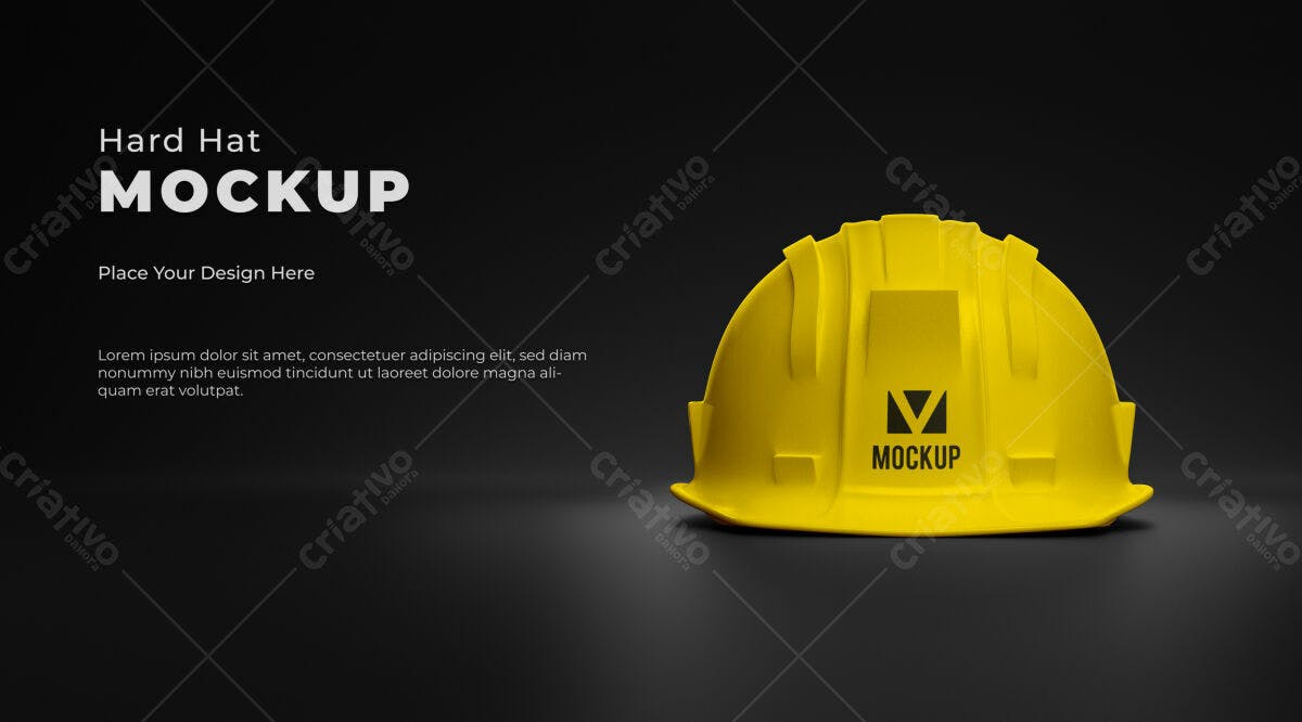 Mockup de Capacete de Segurança Amarelo PSD Editável
