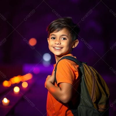Criança Feliz Pelo Volta As Aulas Estudando Indo A Escola