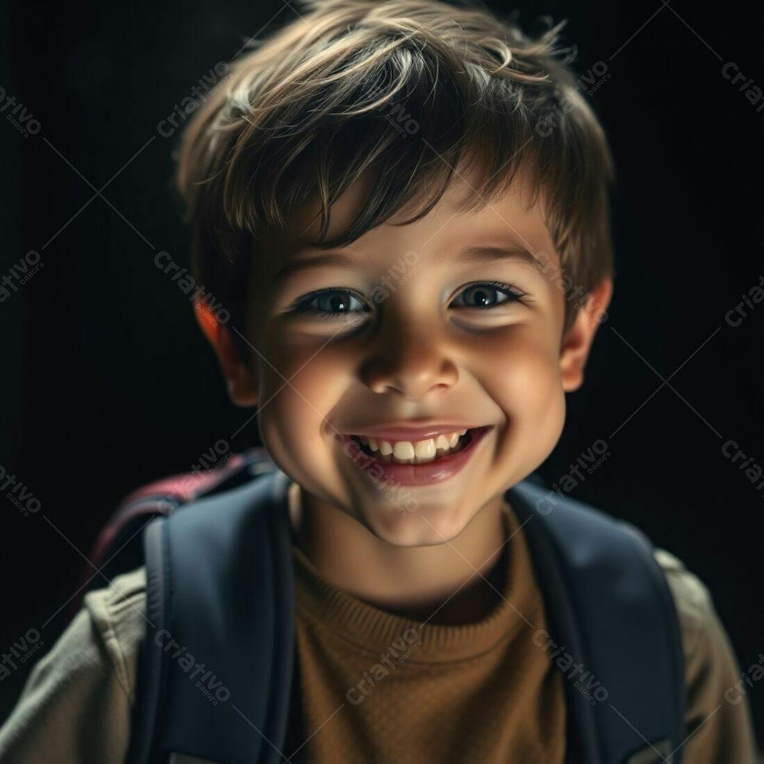 Criança feliz com mochila sorrindo