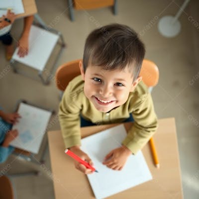 Criança Feliz Pelo Volta As Aulas Estudando Indo A Escola