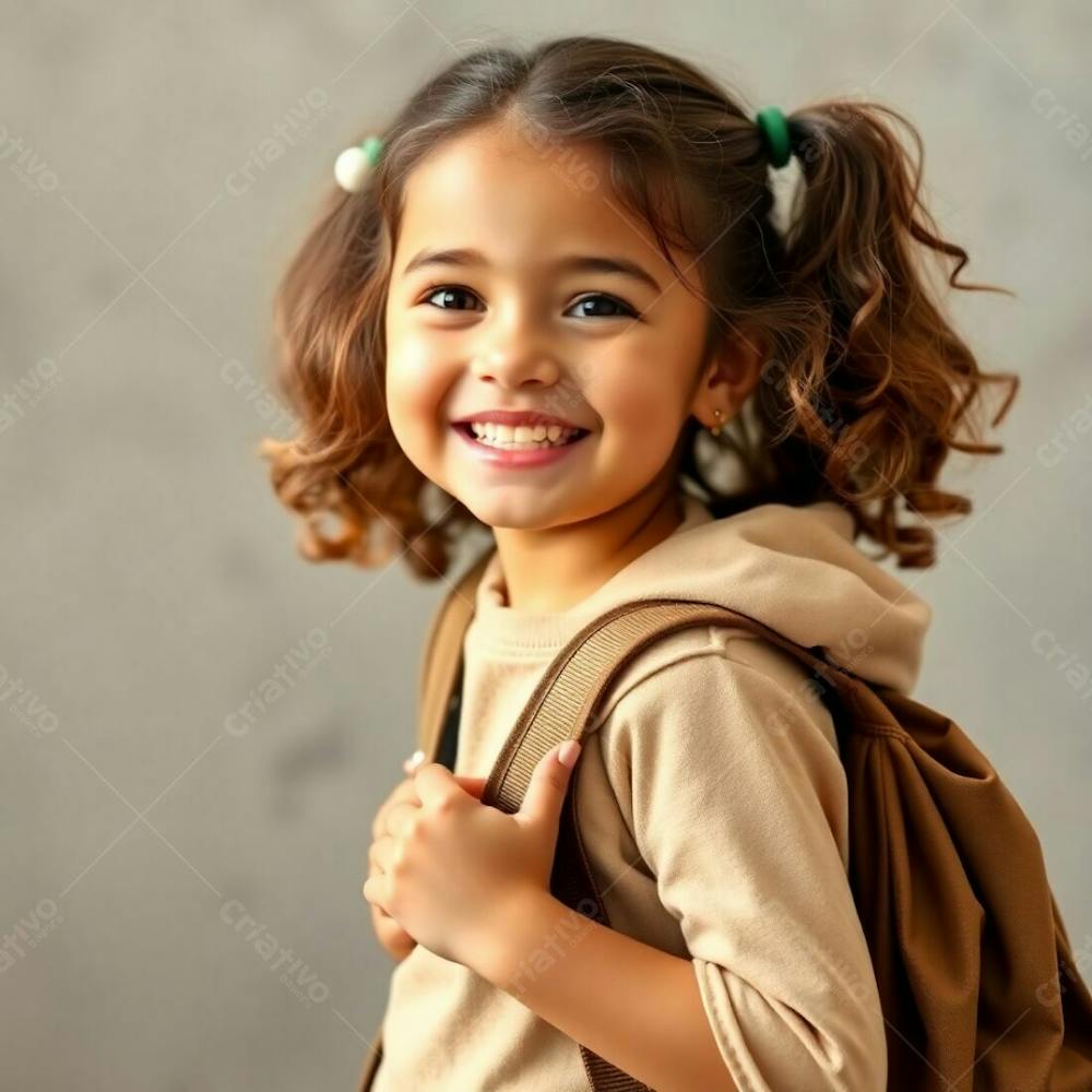 Criança Feliz Pelo Volta As Aulas Estudando Indo A Escola