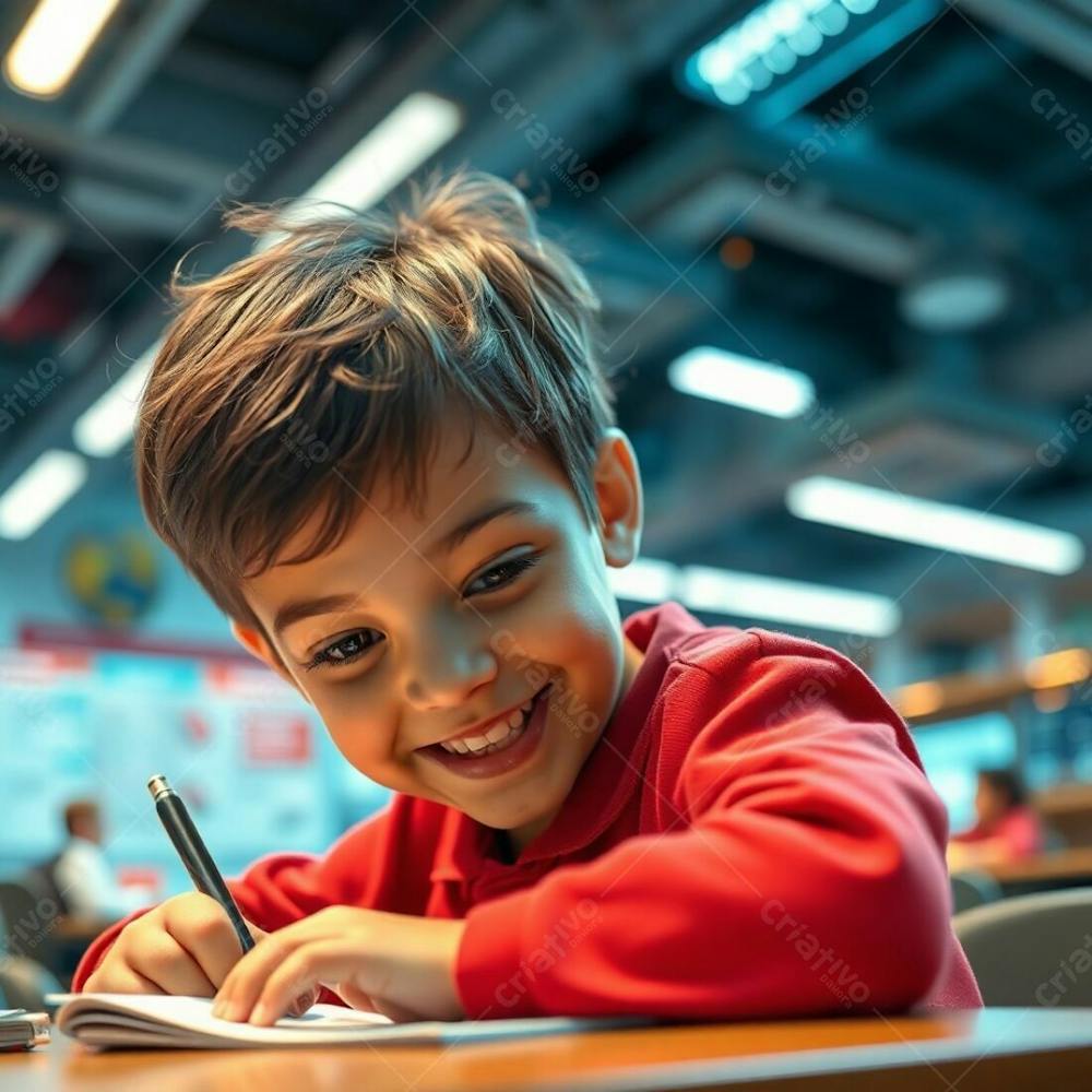 Criança Feliz Pelo Volta As Aulas Estudando Indo A Escola