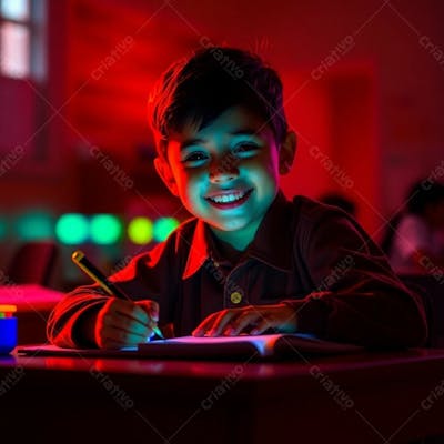 Criança Feliz Pelo Volta As Aulas Estudando Indo A Escola