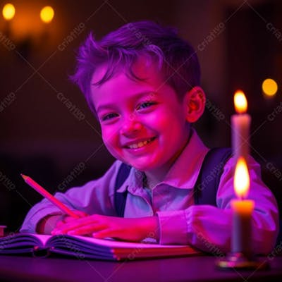 Criança Feliz Pelo Volta As Aulas Estudando Indo A Escola