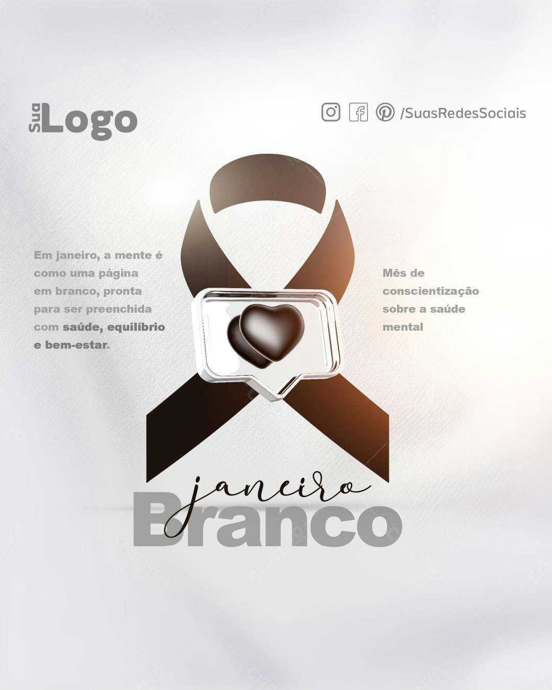 Post para Janeiro Branco PSD Editável