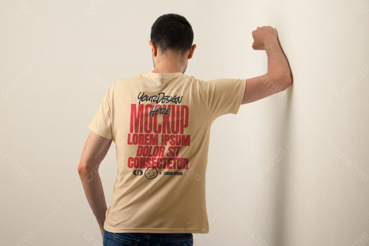 Camiseta Bege com Design Vintage PSD Editável