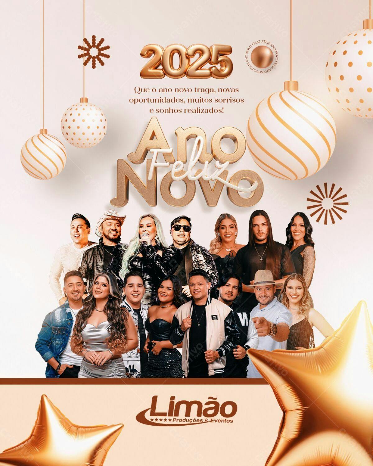Flyer Ano Novo 2025 com Artistas PSD Editável