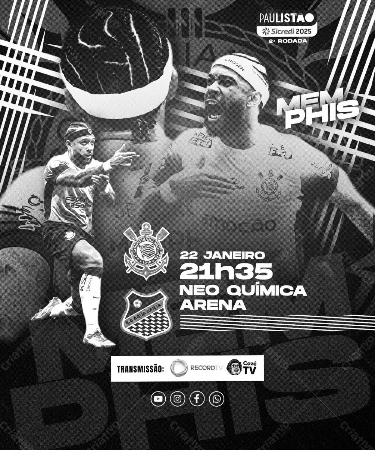 Flyer Paulista 2025 - Jogo Água Santa x Corinthians PSD Editável
