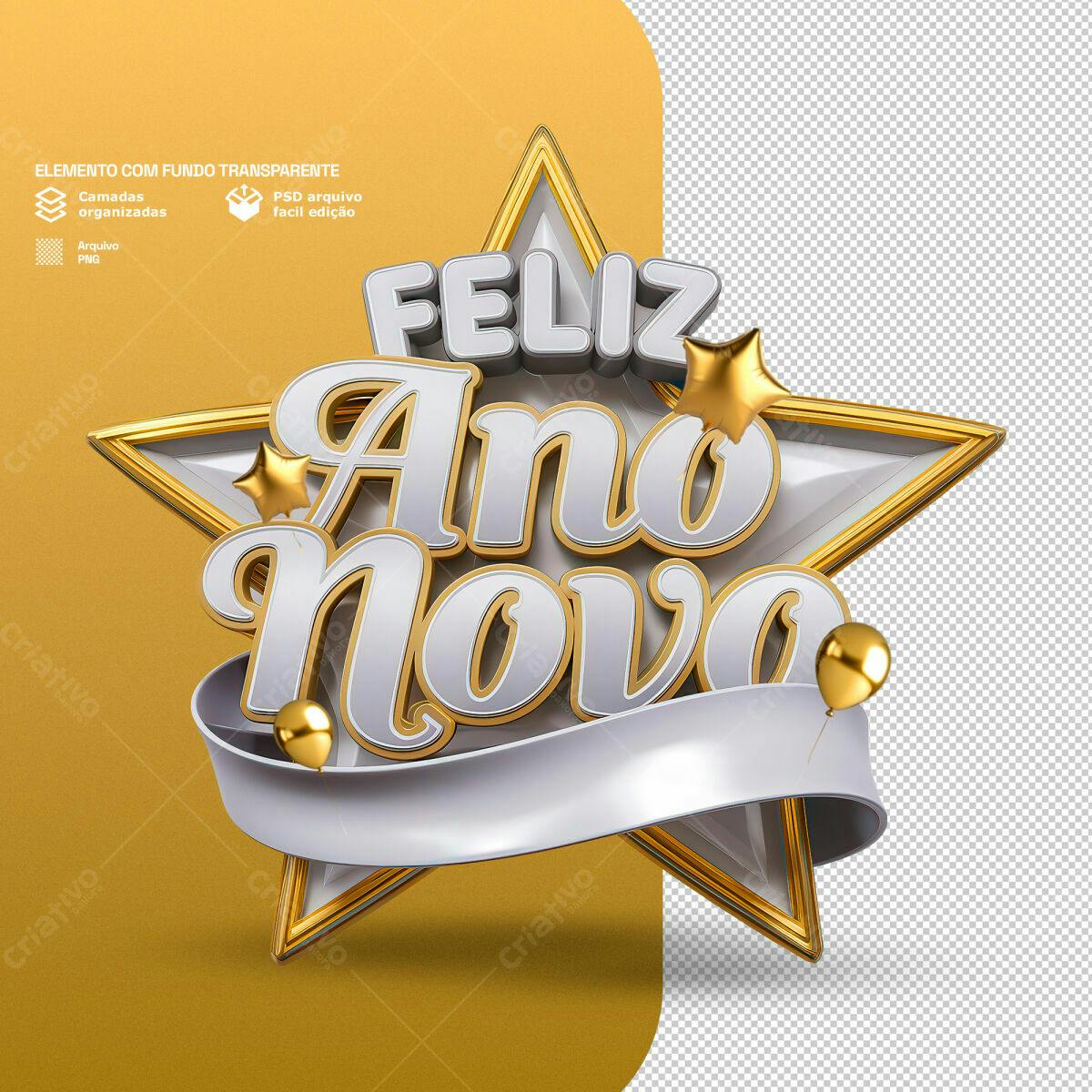 Arte Feliz Ano Novo PSD Editável