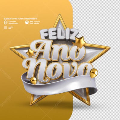 Selo 3D Para Composição De Ano Novo Png Transparente