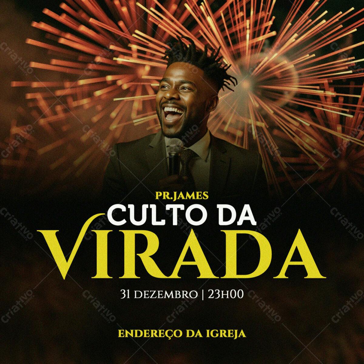 Flyer para Culto da Virada PSD Editável