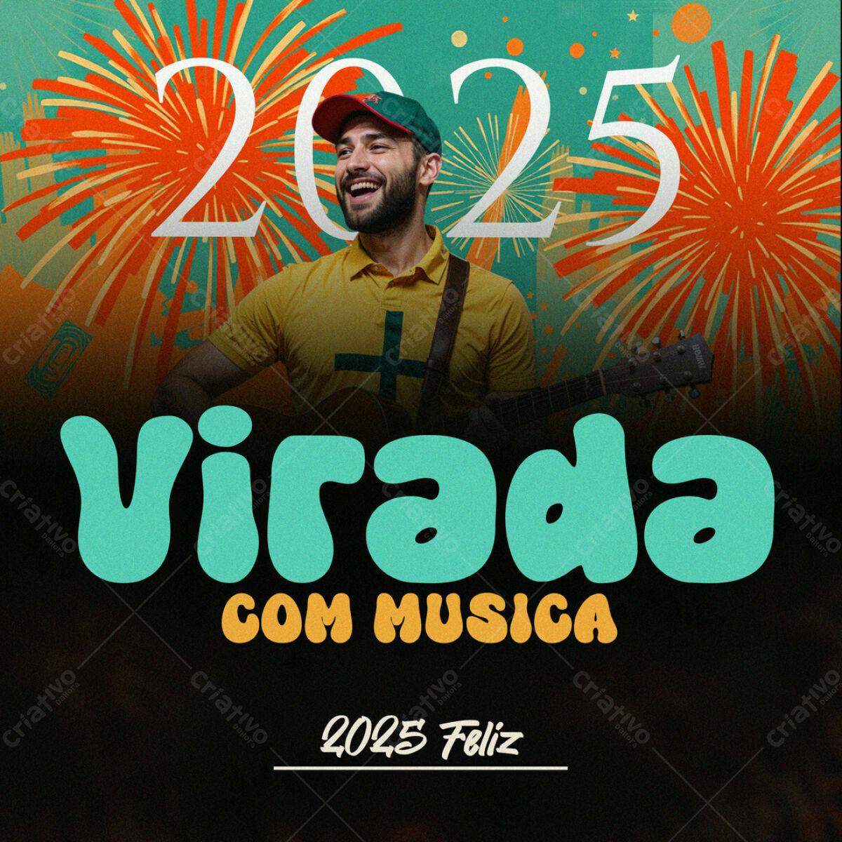 Flyer Virada de Ano com Música PSD Editável
