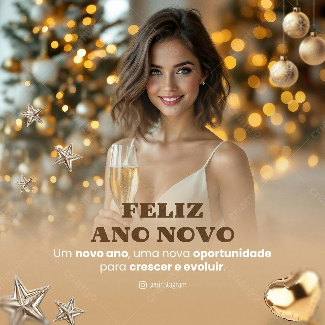 Postagem Feliz Ano Novo PSD Editável