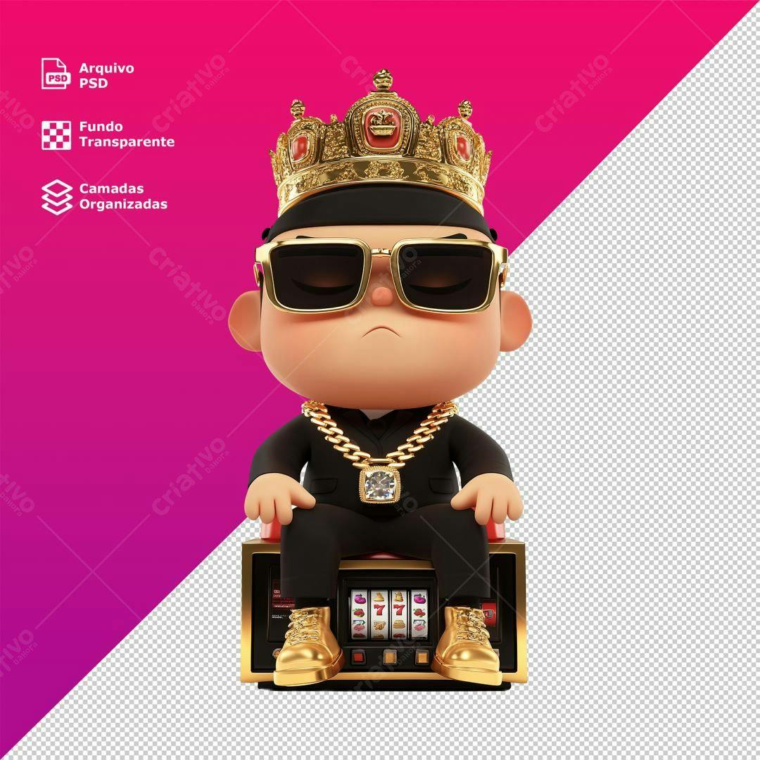 Icone Cartoon Rei do Cassino PNG com fundo transparente