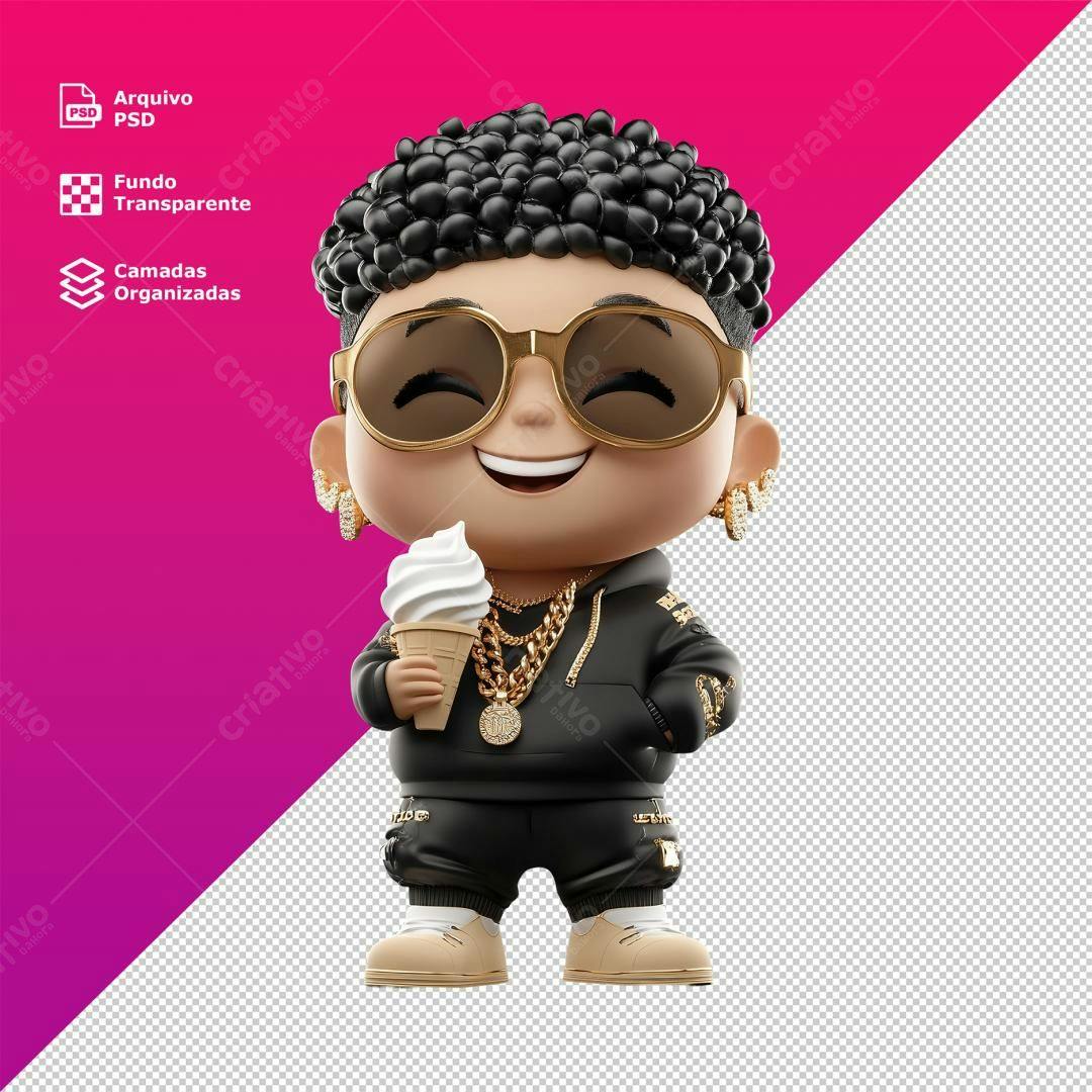 Icone Rapper com Sorvete PNG com fundo transparente