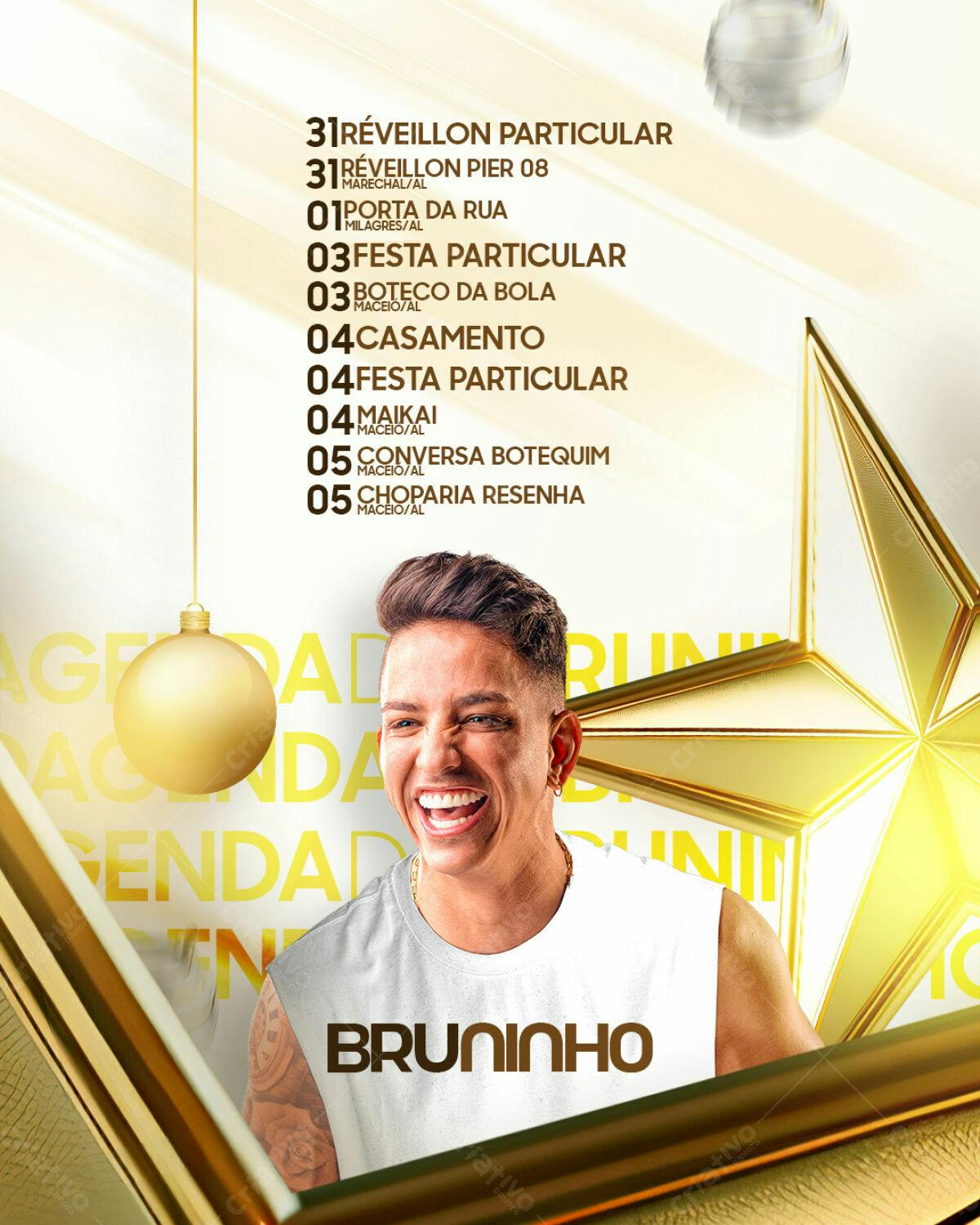 Flyer para Shows de Bruninho PSD Editável