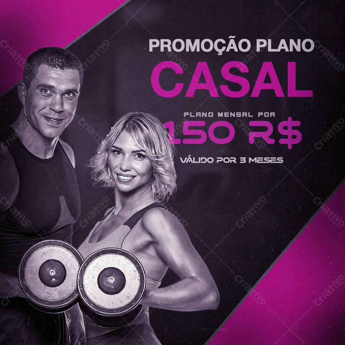 Postagem Instagram Academia Casal PSD Editável