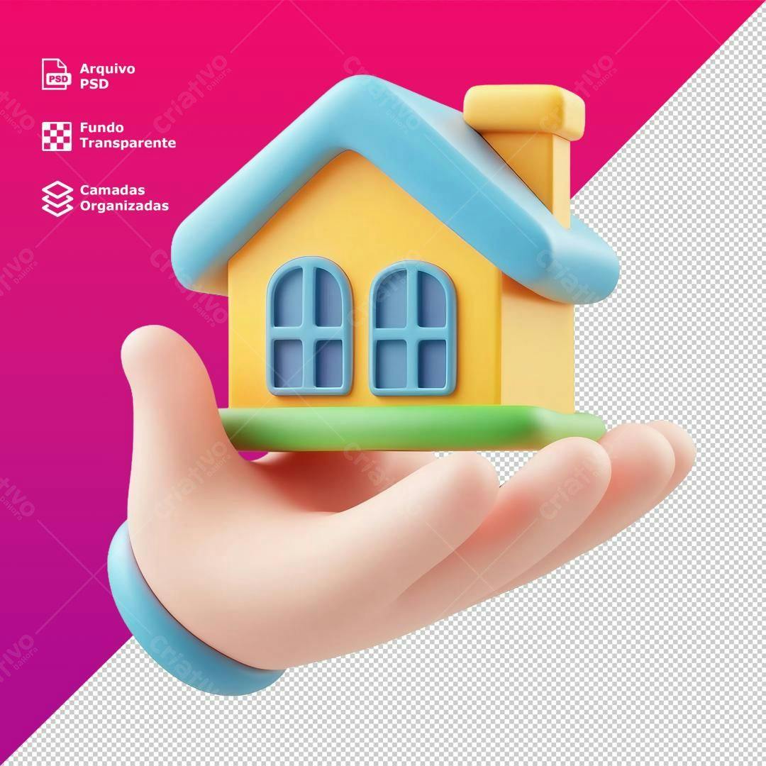 Mockup Casa 3D em Mão PSD Editável