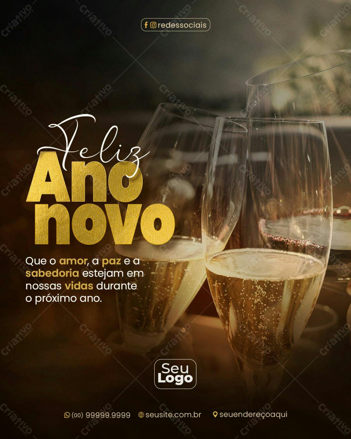 Postagem Feliz Ano Novo PSD Editável