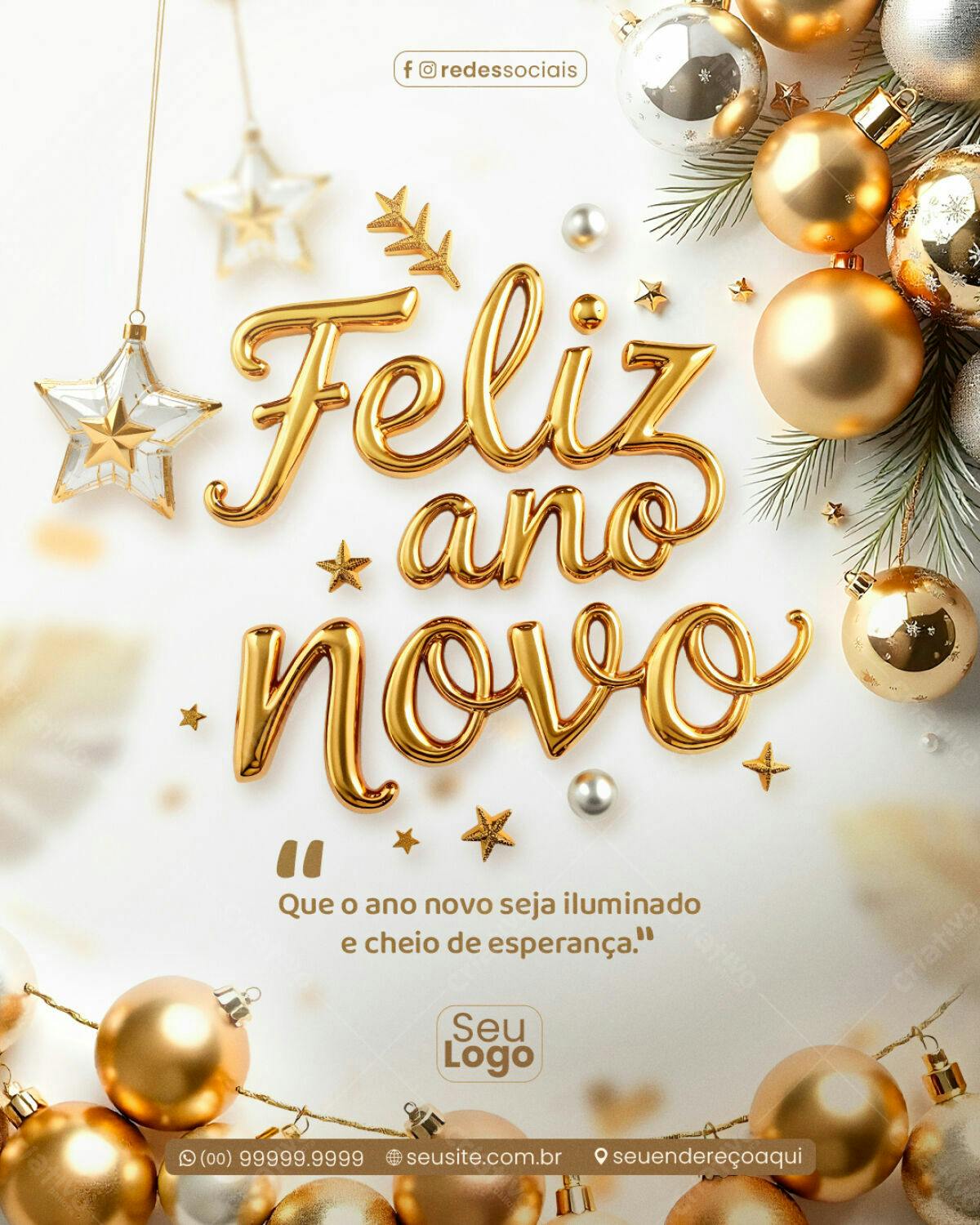 Postagem de Feliz Ano Novo PSD Editável