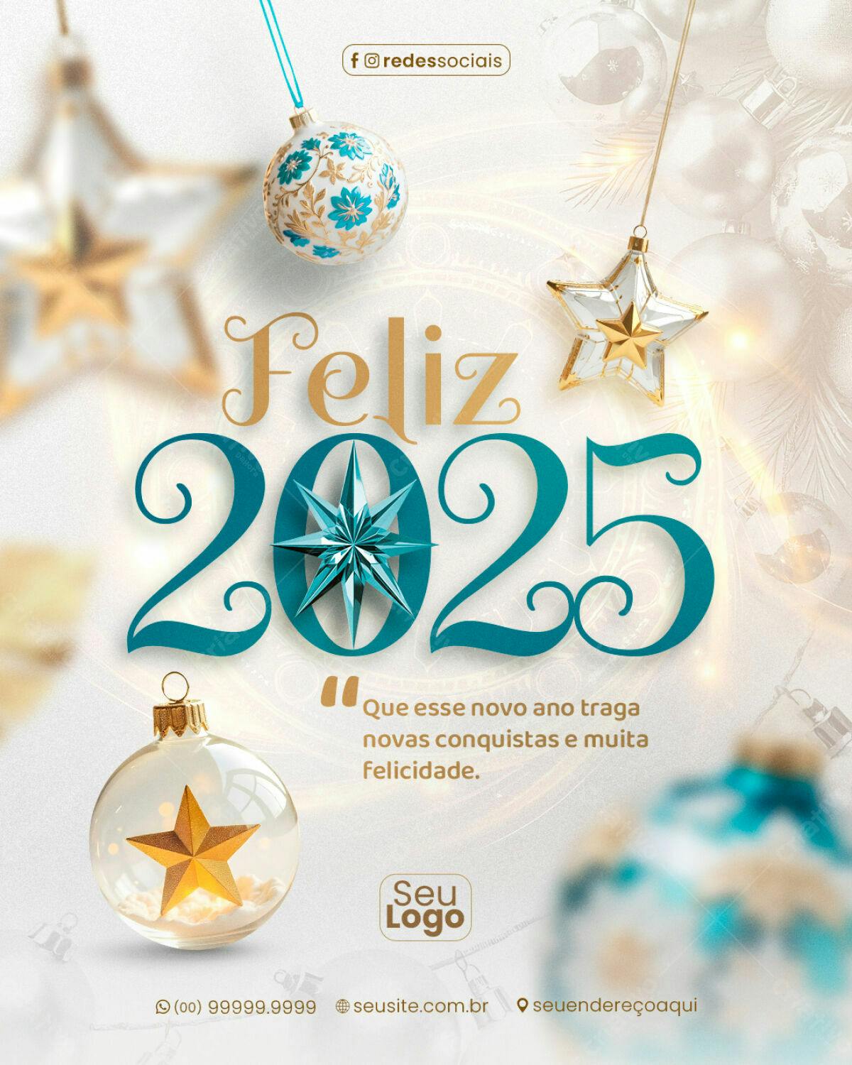Post para Ano Novo 2025 PSD Editável