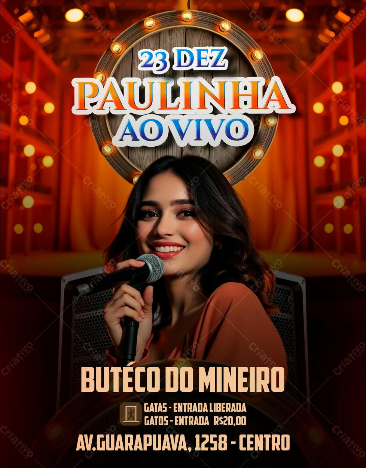 Flyer Show Paulinha Ao Vivo PSD Editável