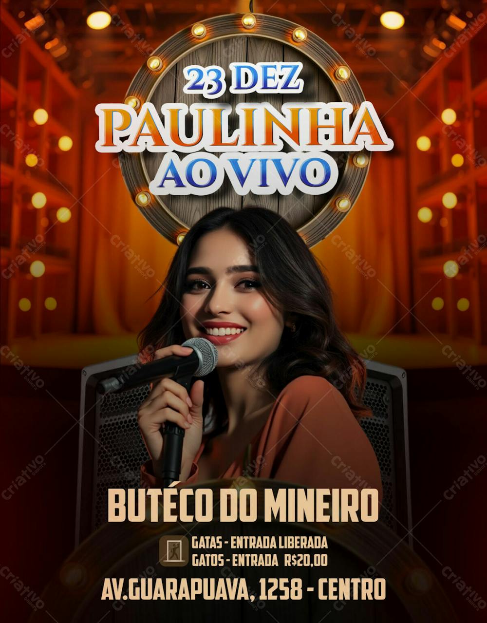 Flyer De Show Cantora Paulinha Ao Vivo No Butéco