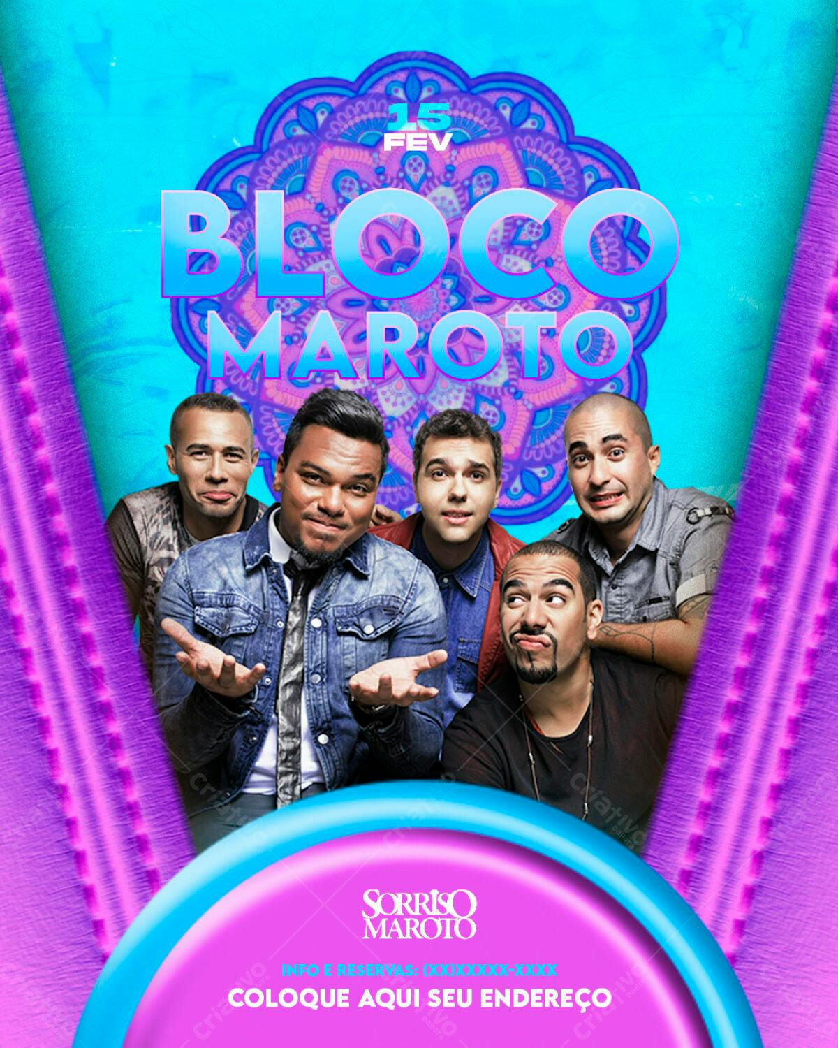 Flyer Bloco Maroto 15 Fev PSD Editável