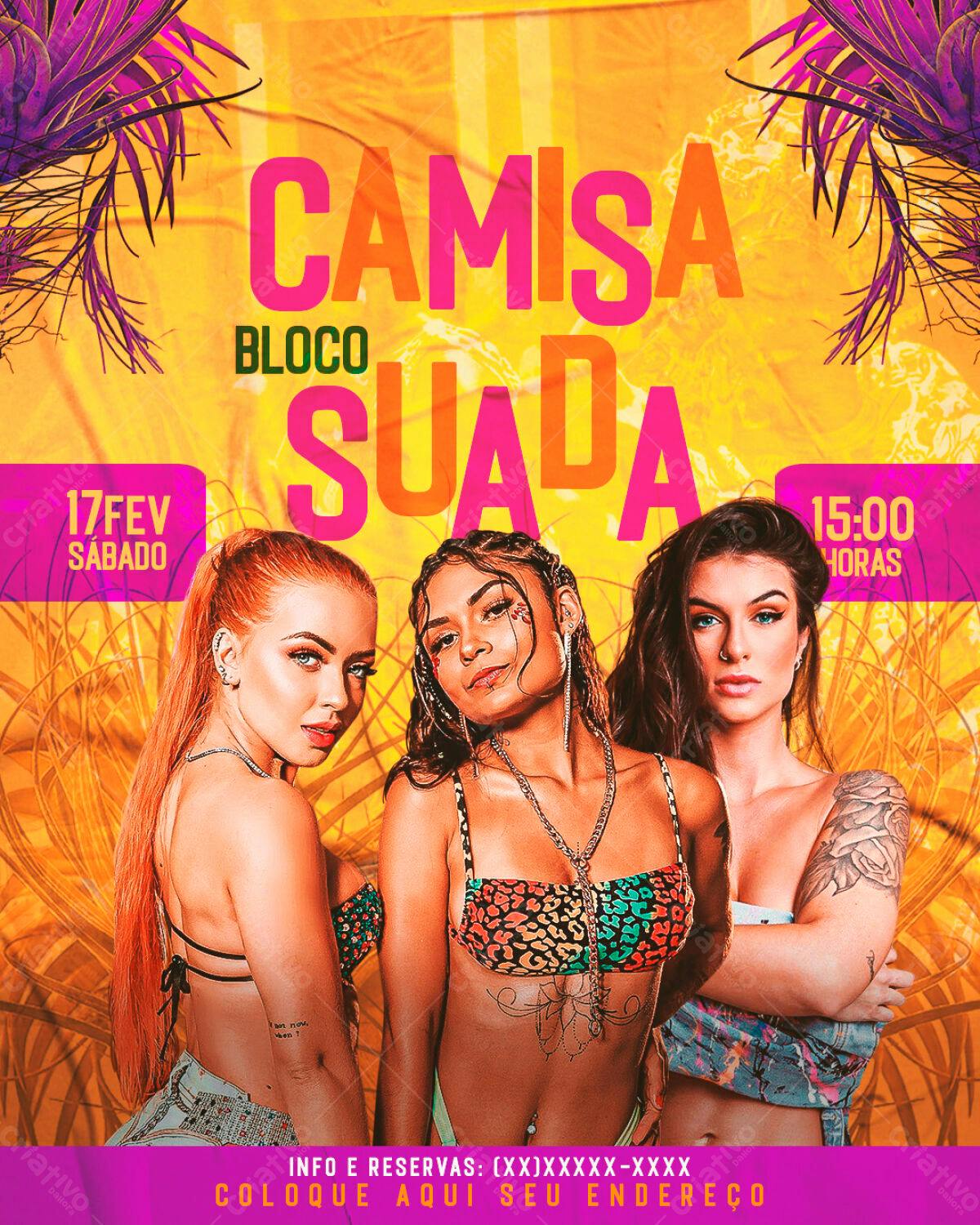 Flyer Bloco Camisa Suada PSD Editável