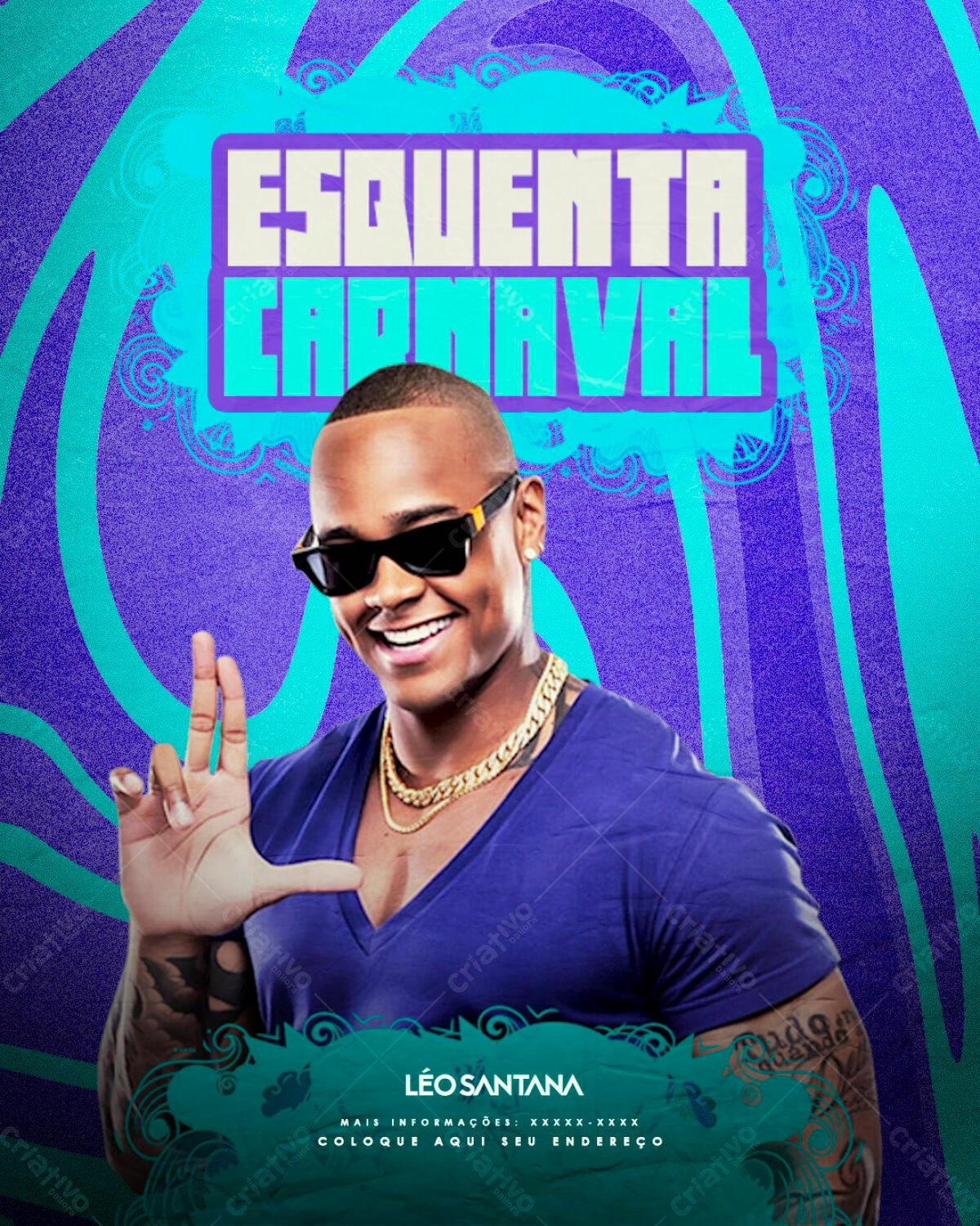 Flyer Esquenta Carnaval Léo Santana PSD Editável
