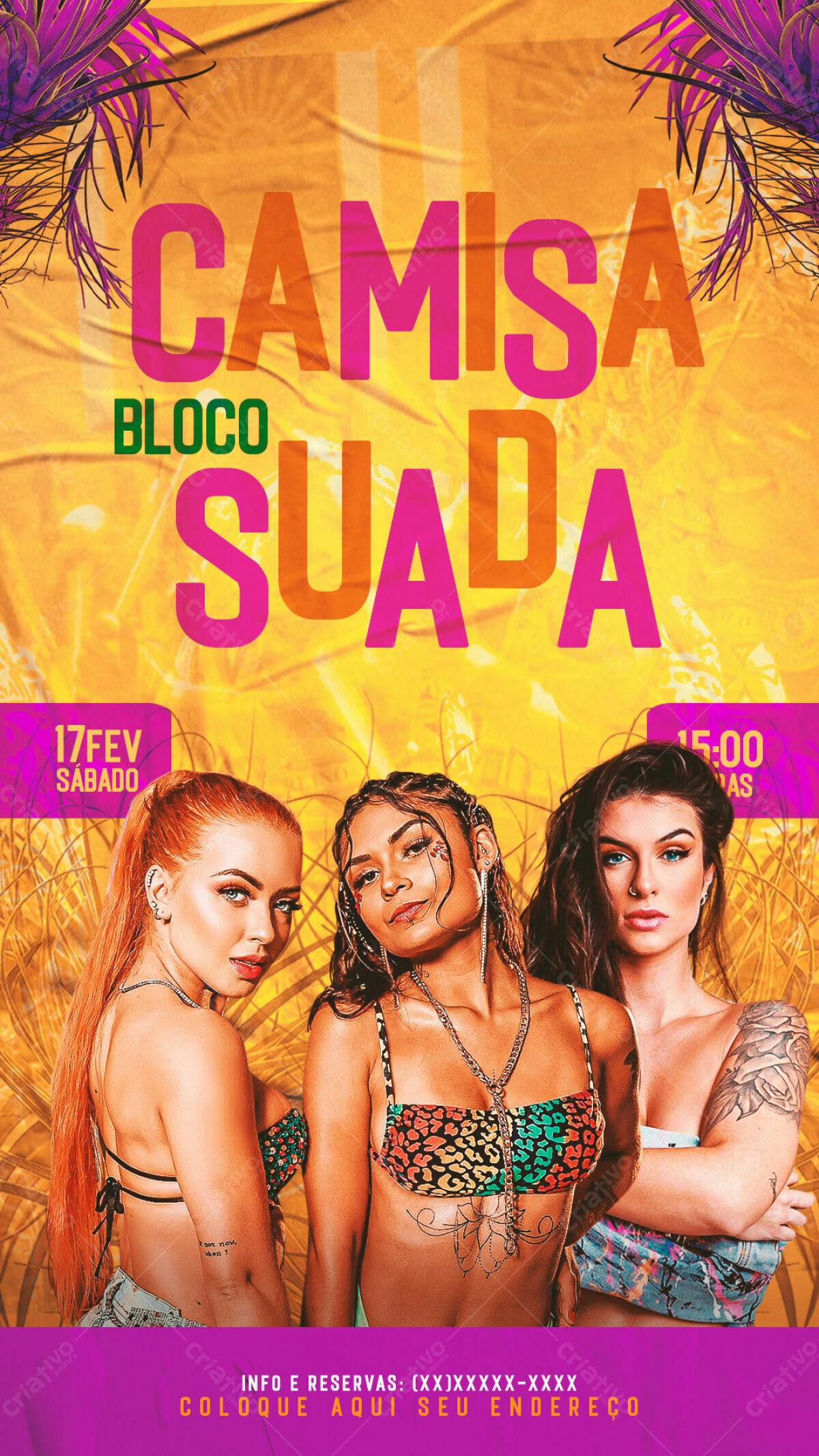 Flyer Bloco Camisa Suada PSD Editável
