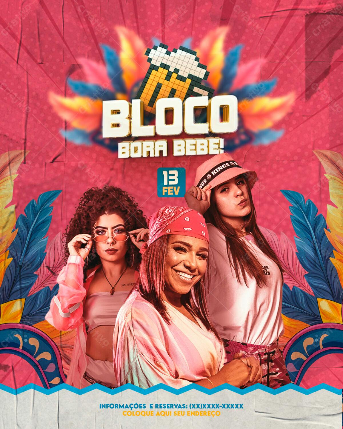 Flyer Bloco de Carnaval PSD Editável