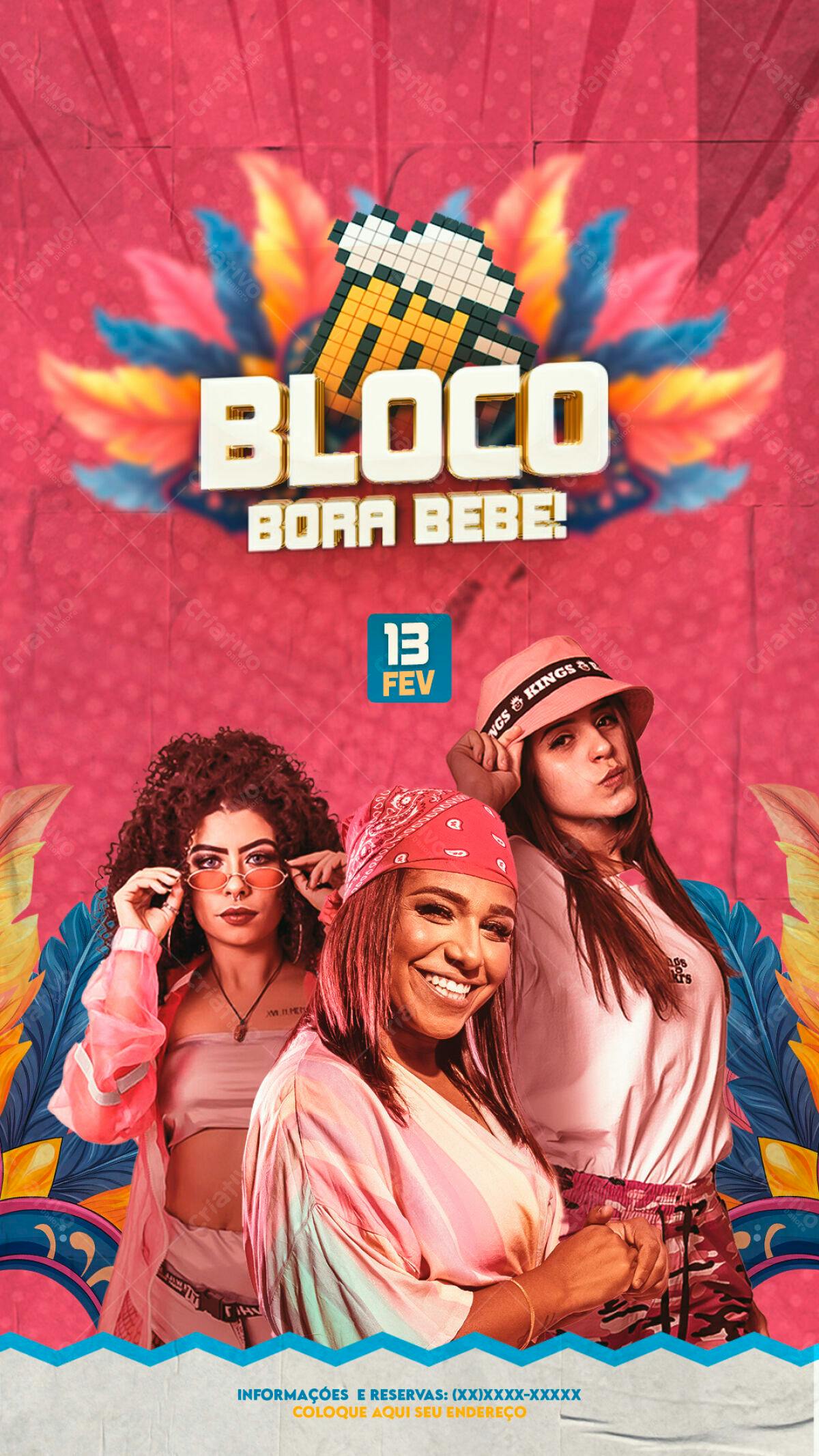 Flyer Bloco de Carnaval PSD Editável
