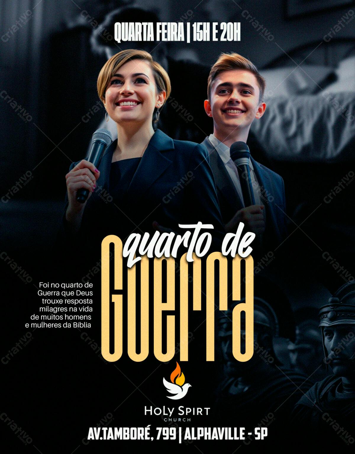 Flyer para Evento Religioso Quarto de Guerra PSD Editável