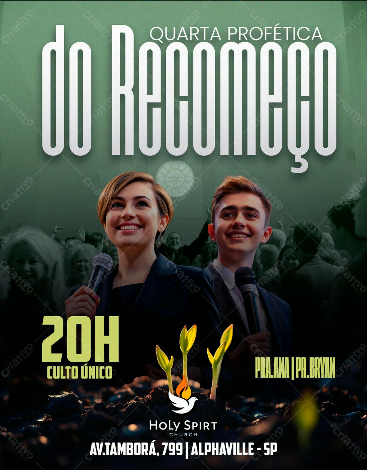 Flyer para Culto Quarta Profética PSD Editável