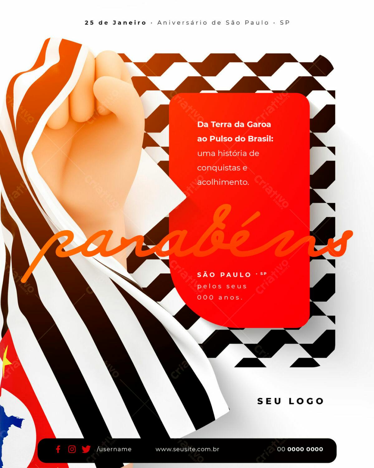 Flyer Aniversário de São Paulo PSD Editável