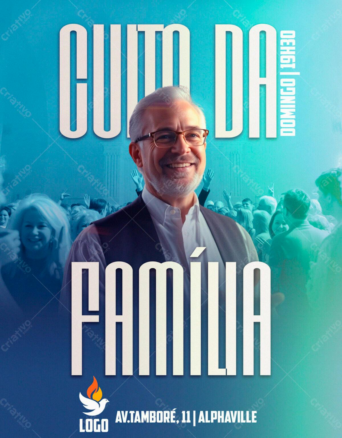 Flyer para Culto da Família PSD Editável