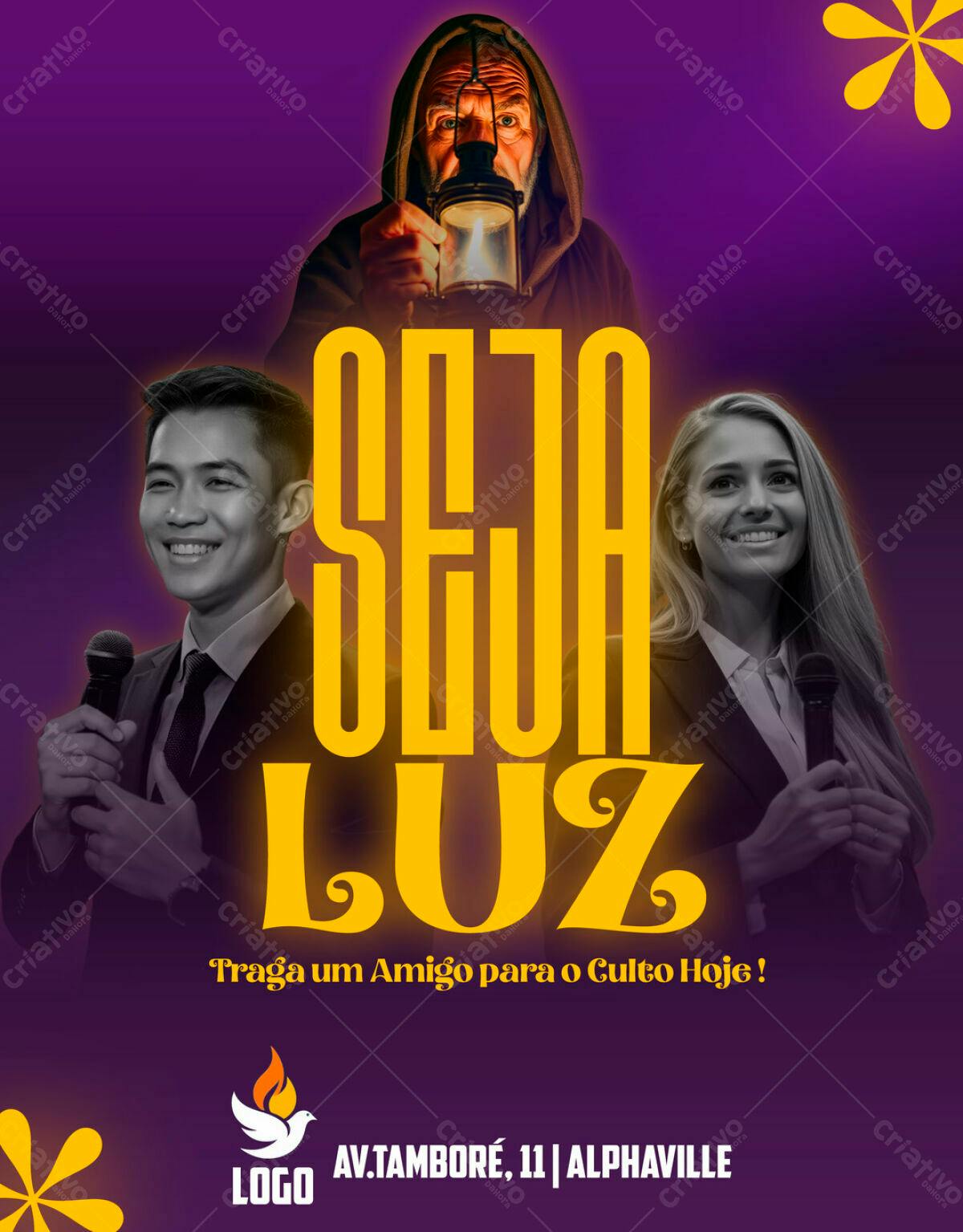 Flyer para Culto Evangélico PSD Editável