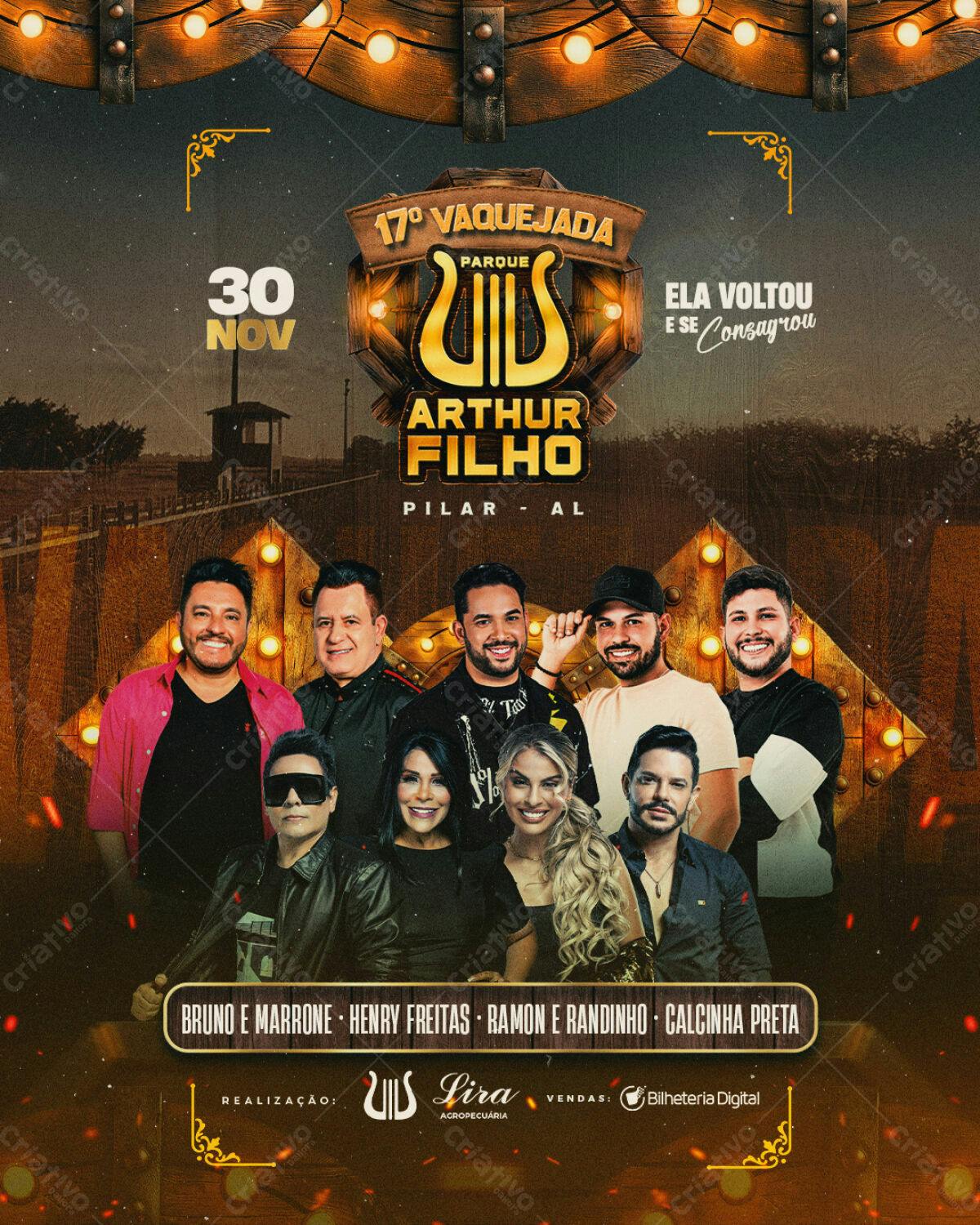 Flyer 17º Vaquejada Parque Arthur Filho PSD Editável