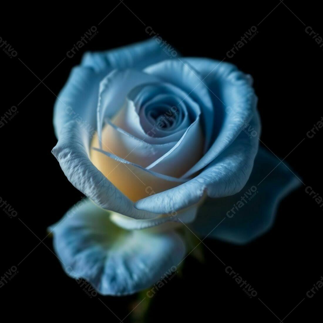 Rosa azul em fundo preto
