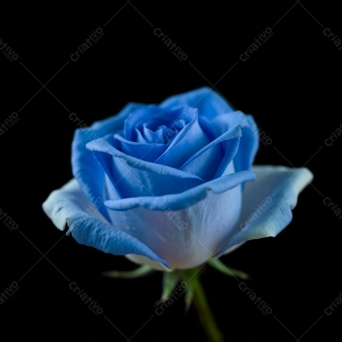 Rosa azul em fundo preto