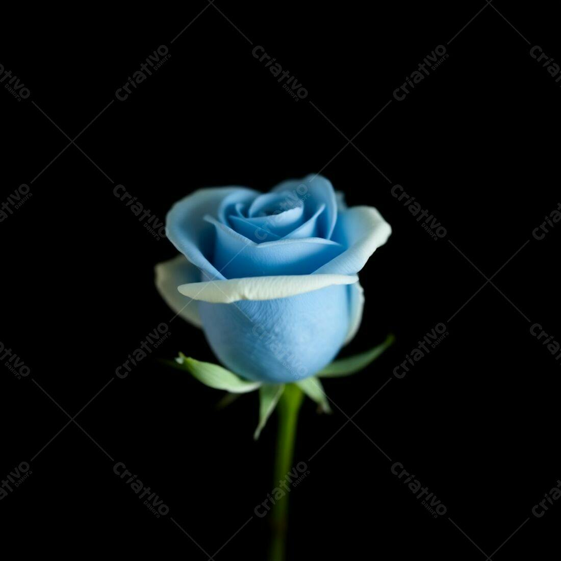 Rosa azul celeste em fundo preto